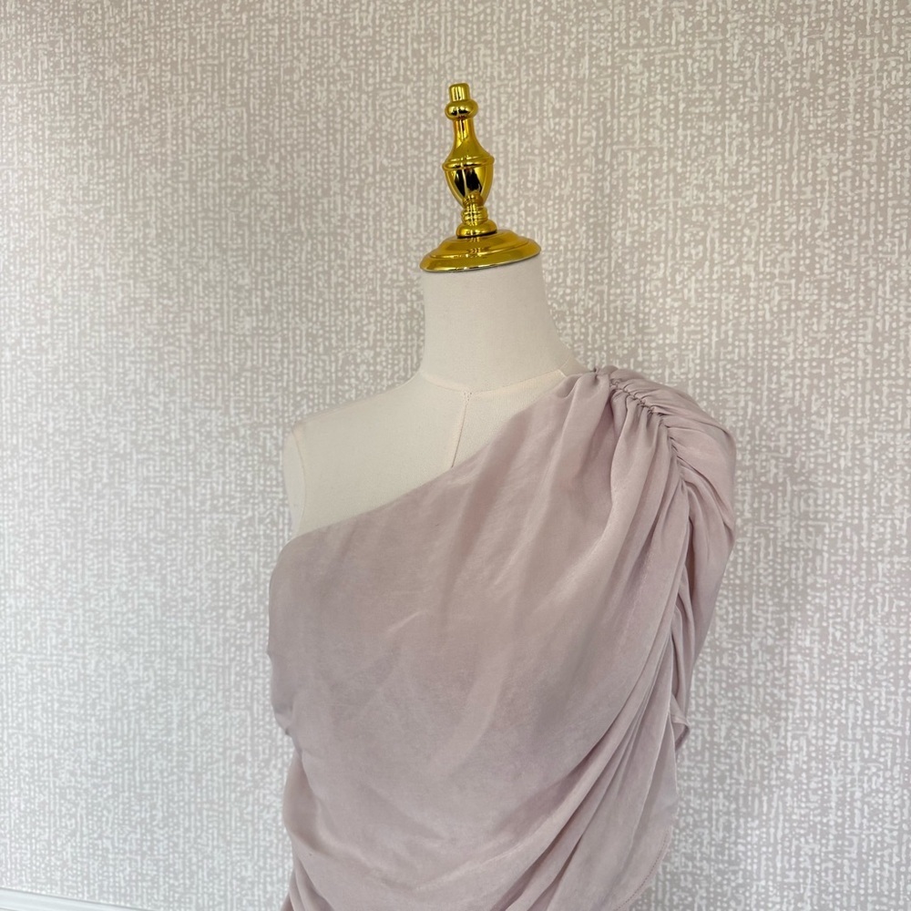Lovers + Friends Hayden Gown One-Shoulder Long Women's Dress in Champagne Beige - Picture 5 of 10